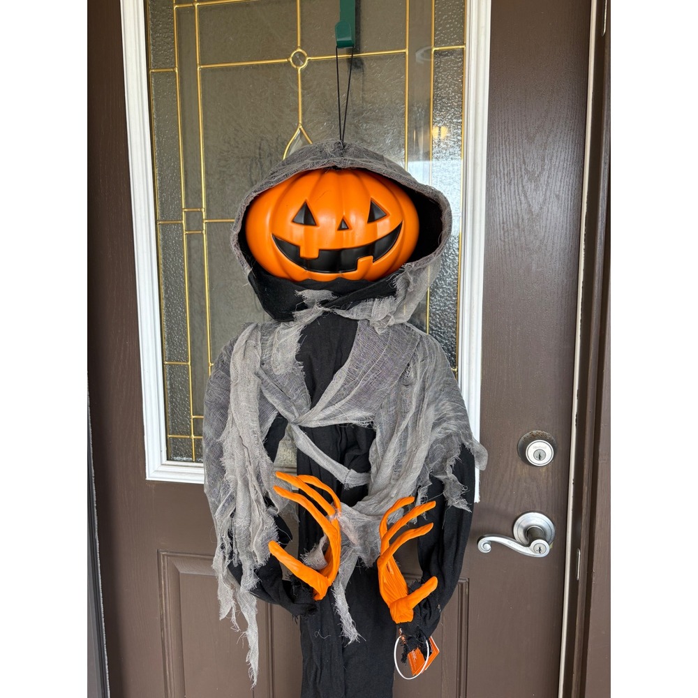Halloween Hanging Pumpkin Reaper Jack O Lantern Gauze Decor Orange Black Grey